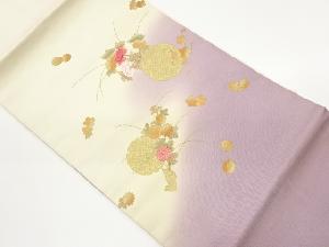 金彩雪輪に花々模様刺繍名古屋帯